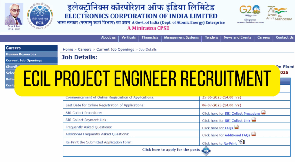 The Electronics Corporation of India Limited - ECIL Project Engineer Recruitment 2025 – Last Date 06 July Govt Exam Update 1 ECIL Project Engineer Recruitment 2025