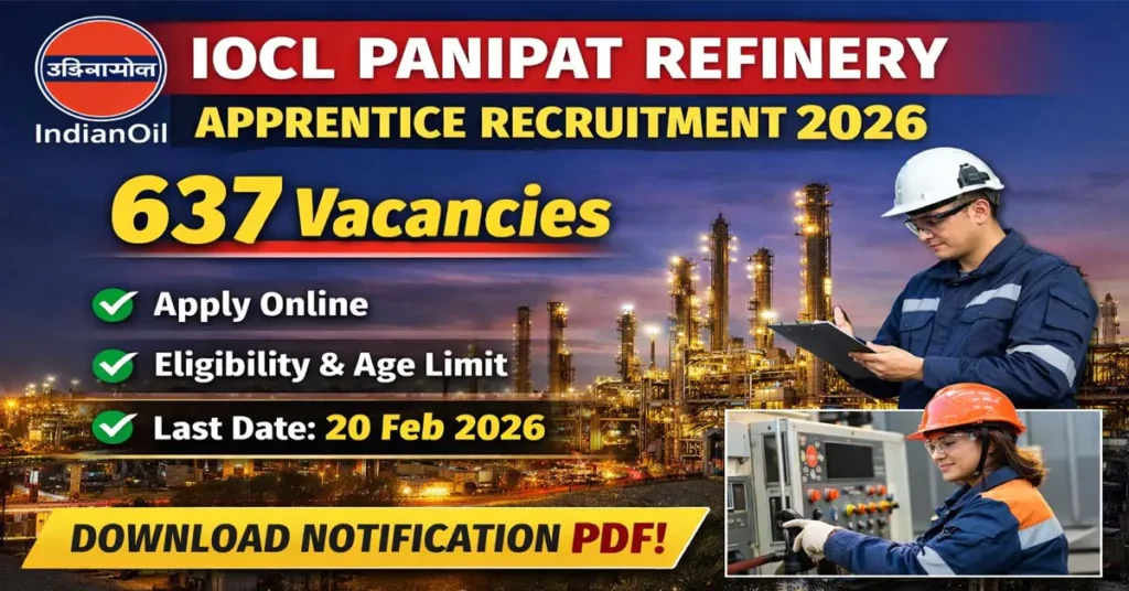 637 Posts - Indian Oil Corporation Limited - IOCL Apprentice Recruitment 2026(All India Can Apply) – Last Date 20 February Govt Exam Update 1 IOCL Apprentice Recruitment 2026